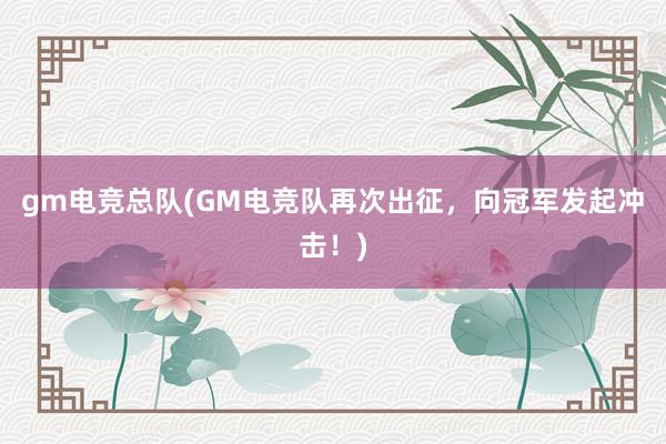 gm电竞总队(GM电竞队再次出征，向冠军发起冲击！)