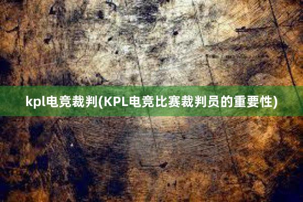 kpl电竞裁判(KPL电竞比赛裁判员的重要性)