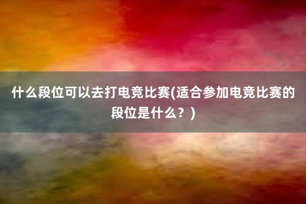 什么段位可以去打电竞比赛(适合参加电竞比赛的段位是什么？)