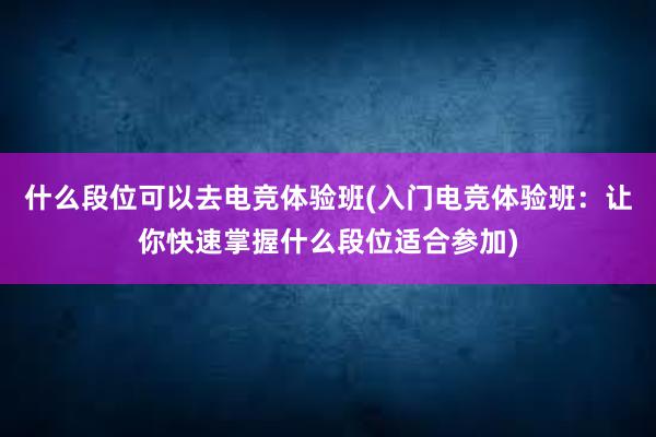 什么段位可以去电竞体验班(入门电竞体验班：让你快速掌握什么段位适合参加)