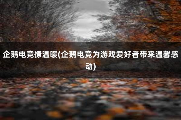 企鹅电竞撩温暖(企鹅电竞为游戏爱好者带来温馨感动)