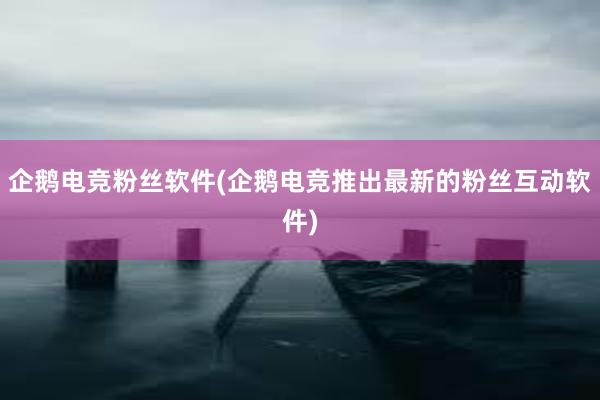 企鹅电竞粉丝软件(企鹅电竞推出最新的粉丝互动软件)