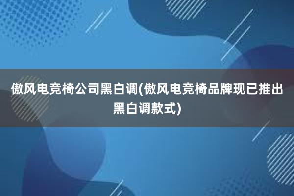 傲风电竞椅公司黑白调(傲风电竞椅品牌现已推出黑白调款式)