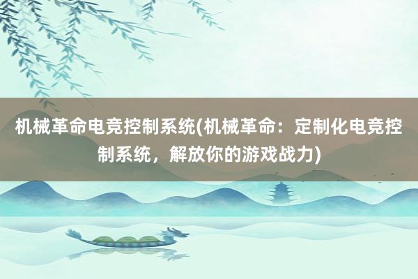 机械革命电竞控制系统(机械革命：定制化电竞控制系统，解放你的游戏战力)