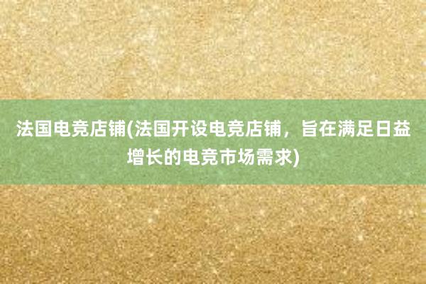 法国电竞店铺(法国开设电竞店铺，旨在满足日益增长的电竞市场需求)