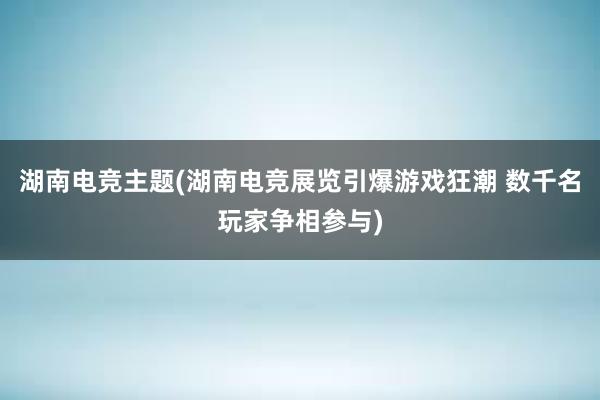 湖南电竞主题(湖南电竞展览引爆游戏狂潮 数千名玩家争相参与)