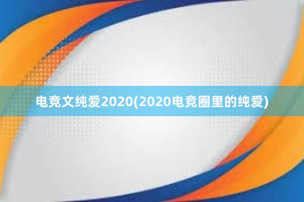 电竞文纯爱2020(2020电竞圈里的纯爱)