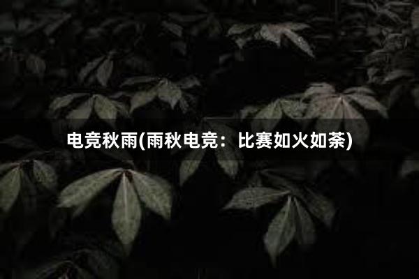 电竞秋雨(雨秋电竞：比赛如火如荼)