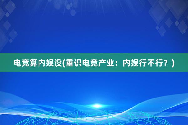 电竞算内娱没(重识电竞产业：内娱行不行？)