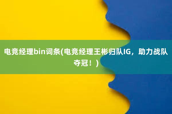 电竞经理bin词条(电竞经理王彬归队IG，助力战队夺冠！)