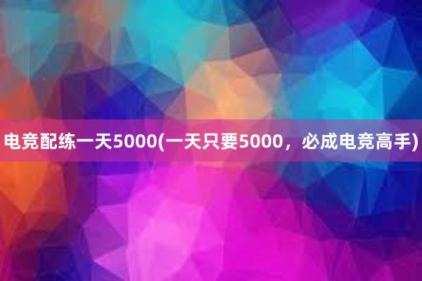 电竞配练一天5000(一天只要5000，必成电竞高手)