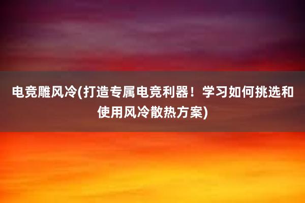 电竞雕风冷(打造专属电竞利器！学习如何挑选和使用风冷散热方案)