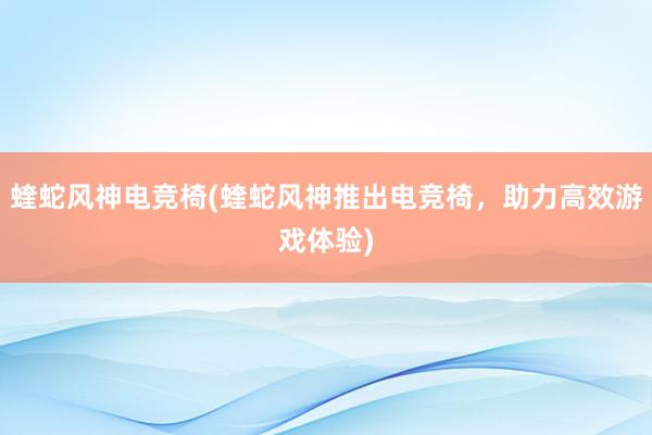 蝰蛇风神电竞椅(蝰蛇风神推出电竞椅，助力高效游戏体验)