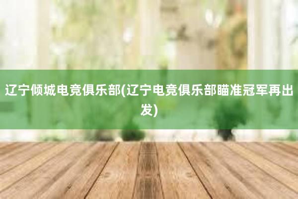 辽宁倾城电竞俱乐部(辽宁电竞俱乐部瞄准冠军再出发)