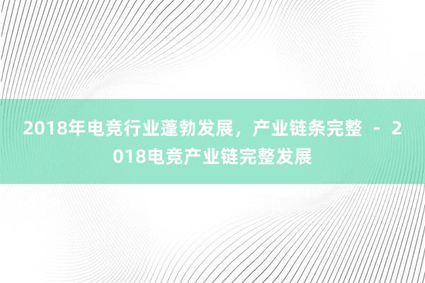 2018年电竞行业蓬勃发展，产业链条完整  -  2018电竞产业链完整发展