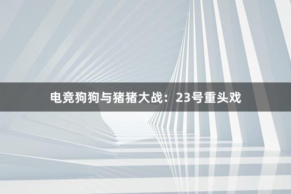 电竞狗狗与猪猪大战：23号重头戏