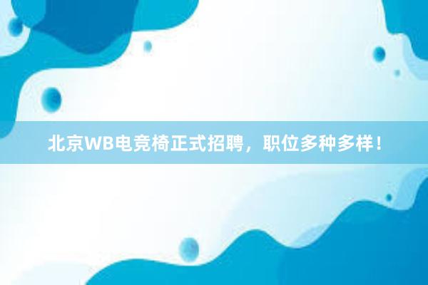 北京WB电竞椅正式招聘，职位多种多样！