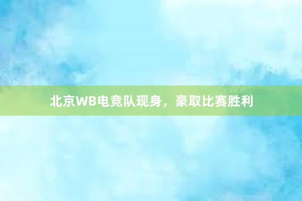 北京WB电竞队现身，豪取比赛胜利