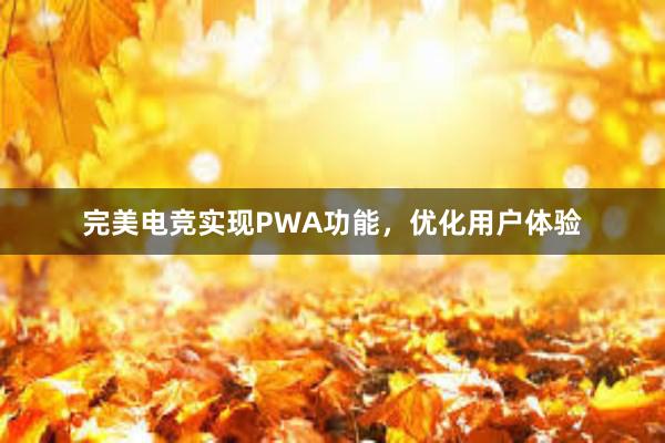 完美电竞实现PWA功能，优化用户体验