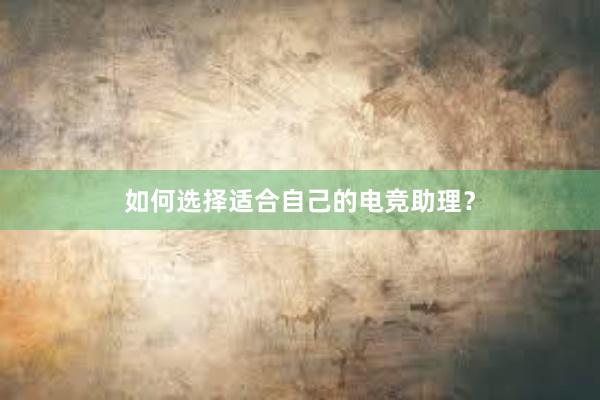 如何选择适合自己的电竞助理？