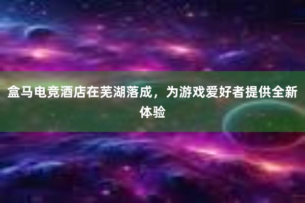 盒马电竞酒店在芜湖落成，为游戏爱好者提供全新体验